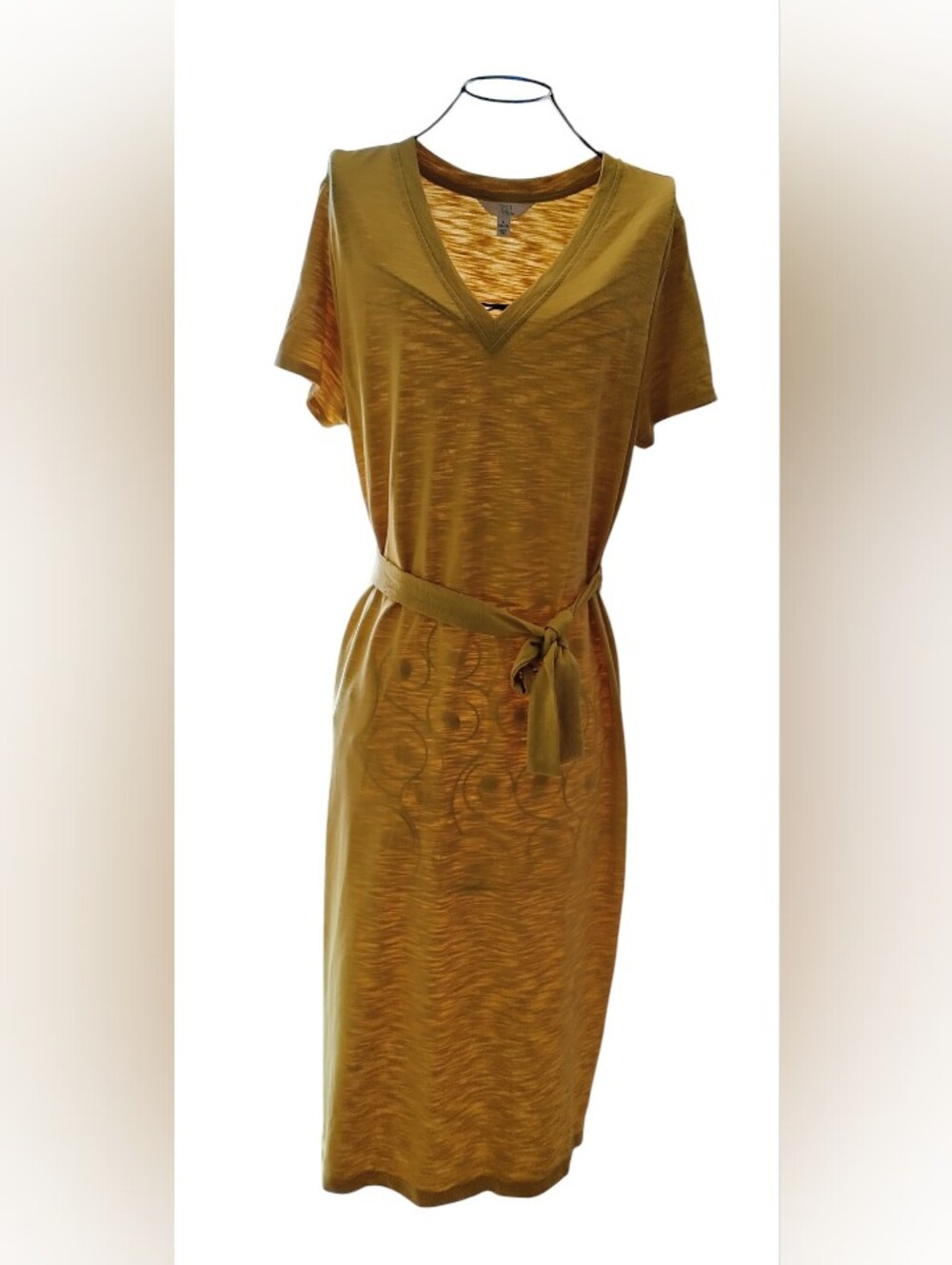 Time & Tru Mustard V-Neck Belted Women’s Dress Size Medium
